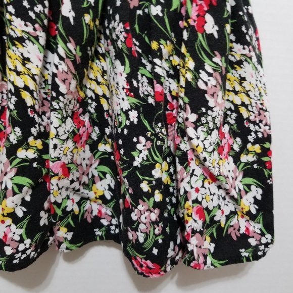 Luna Tix skirt Medium floral print smocked elastic pull on waist mini stretch - Picture 8 of 10